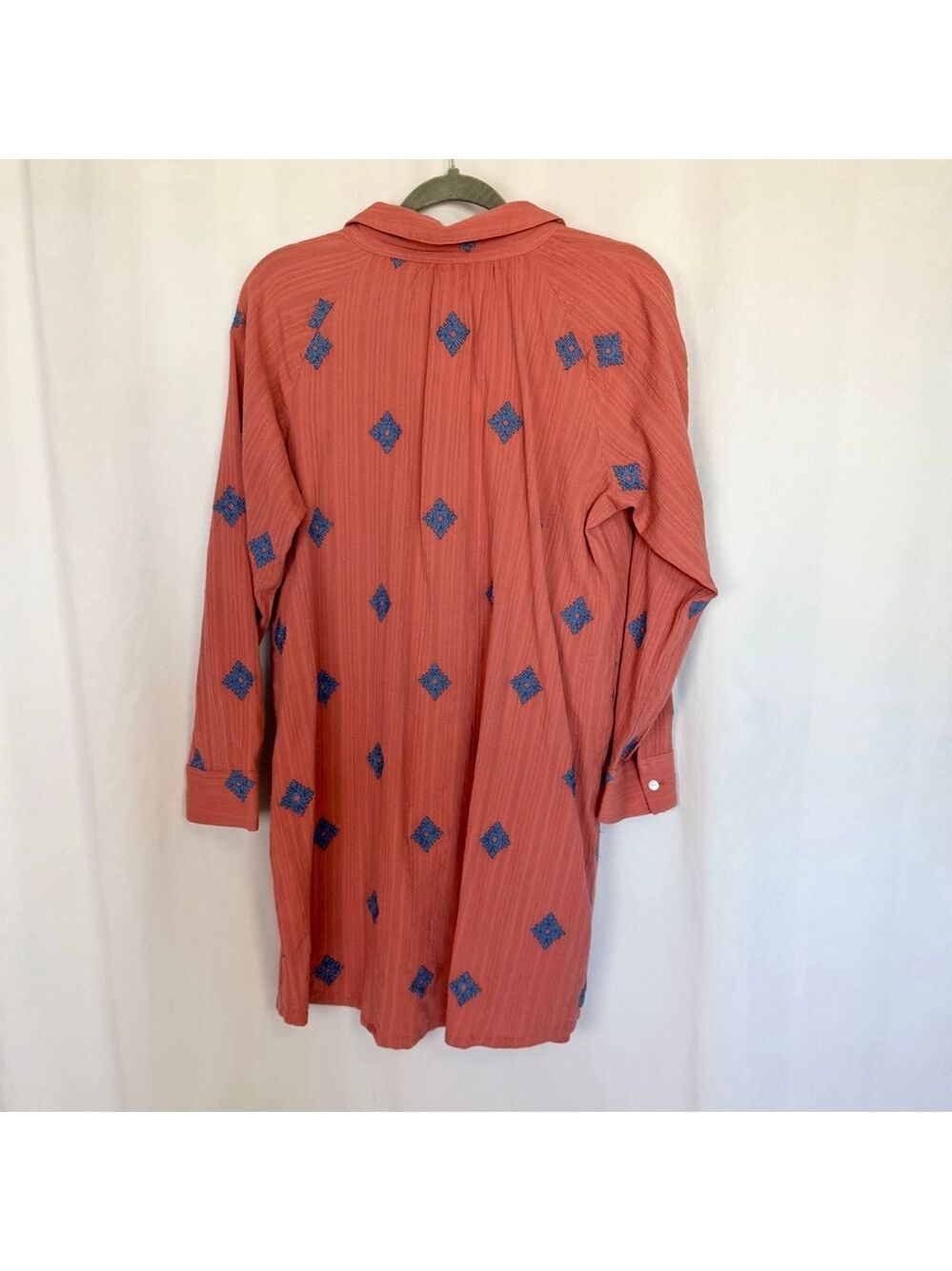 NWT Pure Jill Embroidered Shirtdress Women's Medium Petite Coral - Picture 12 of 16